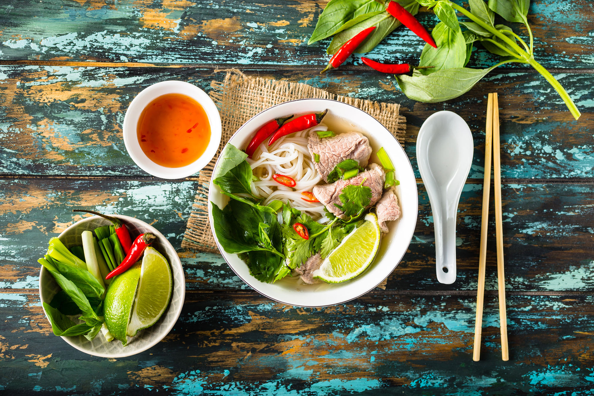 Eat pho in Vietnam